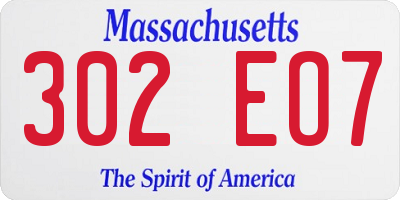 MA license plate 302EO7