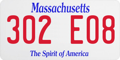 MA license plate 302EO8