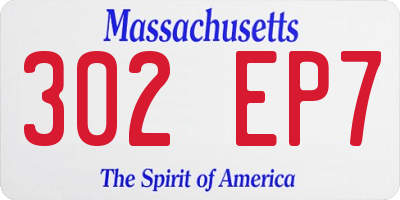 MA license plate 302EP7