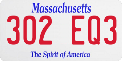 MA license plate 302EQ3