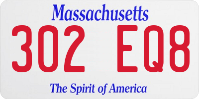 MA license plate 302EQ8