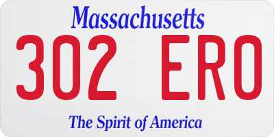 MA license plate 302ER0