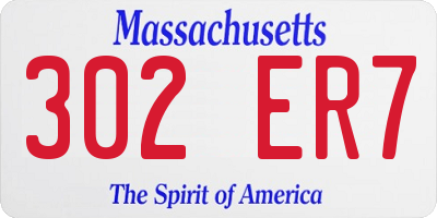 MA license plate 302ER7