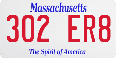 MA license plate 302ER8