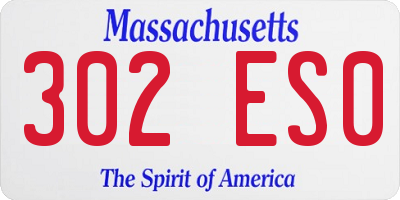 MA license plate 302ES0