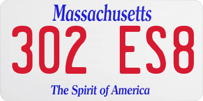MA license plate 302ES8