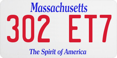 MA license plate 302ET7