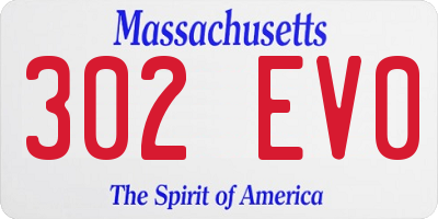 MA license plate 302EV0
