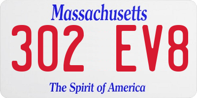 MA license plate 302EV8