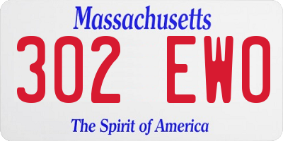 MA license plate 302EW0