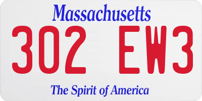 MA license plate 302EW3