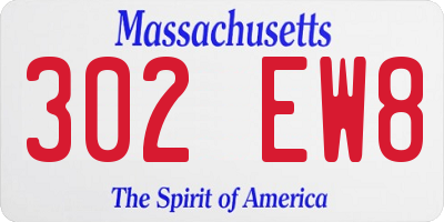 MA license plate 302EW8