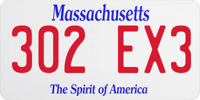 MA license plate 302EX3