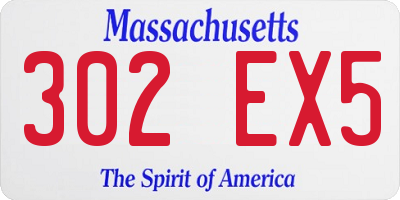 MA license plate 302EX5