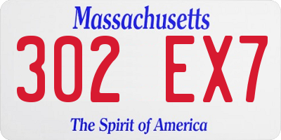 MA license plate 302EX7