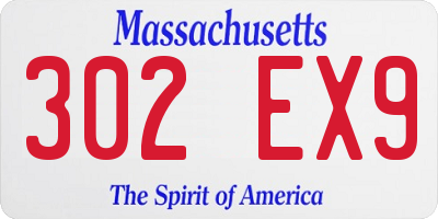 MA license plate 302EX9