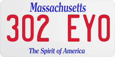 MA license plate 302EY0