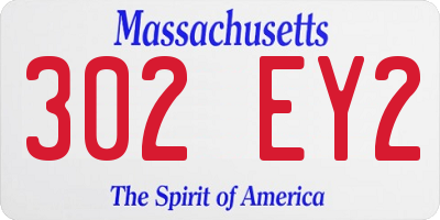 MA license plate 302EY2