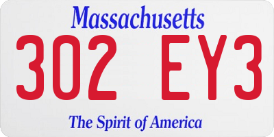 MA license plate 302EY3