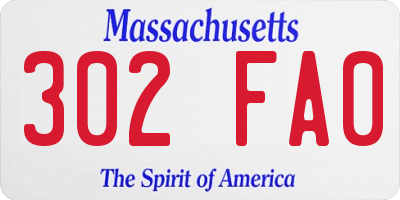 MA license plate 302FA0