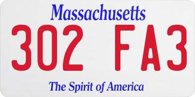 MA license plate 302FA3