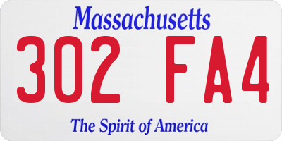 MA license plate 302FA4