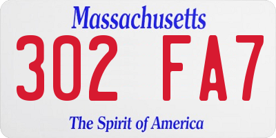 MA license plate 302FA7