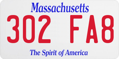 MA license plate 302FA8