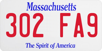 MA license plate 302FA9