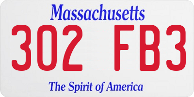MA license plate 302FB3