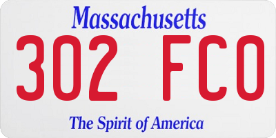 MA license plate 302FC0