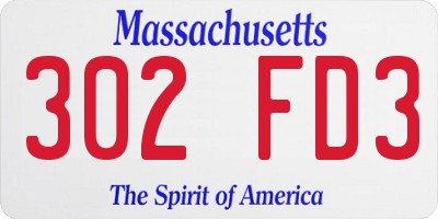 MA license plate 302FD3
