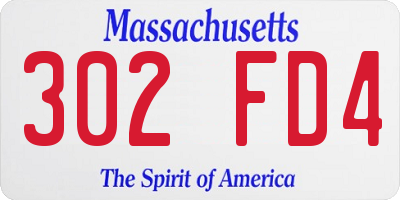 MA license plate 302FD4