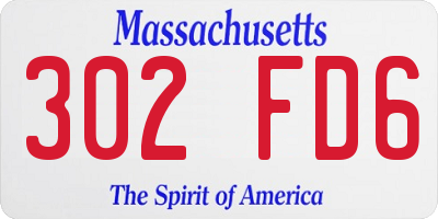 MA license plate 302FD6