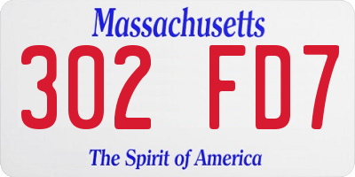 MA license plate 302FD7