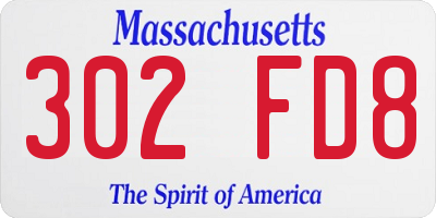MA license plate 302FD8
