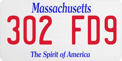 MA license plate 302FD9