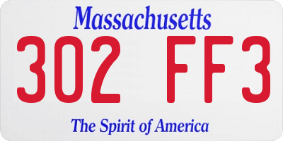 MA license plate 302FF3