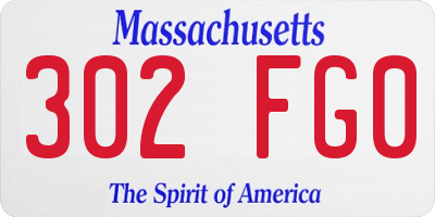 MA license plate 302FG0