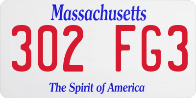 MA license plate 302FG3