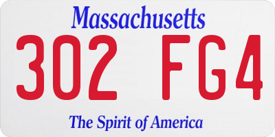 MA license plate 302FG4