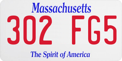 MA license plate 302FG5