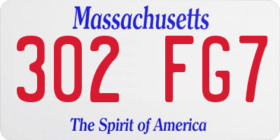 MA license plate 302FG7