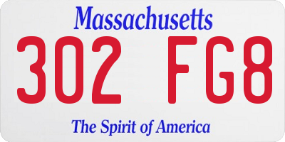 MA license plate 302FG8