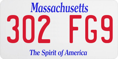 MA license plate 302FG9