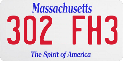 MA license plate 302FH3