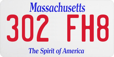MA license plate 302FH8