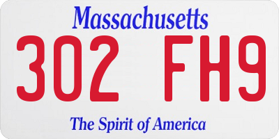 MA license plate 302FH9