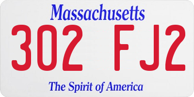 MA license plate 302FJ2
