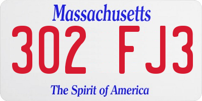 MA license plate 302FJ3